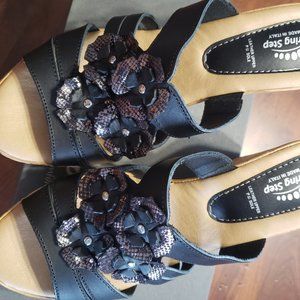 Brand New!!! Spring Step Rosita Black Wedge Sandals size 9,5-10. Gorgeous!!!!